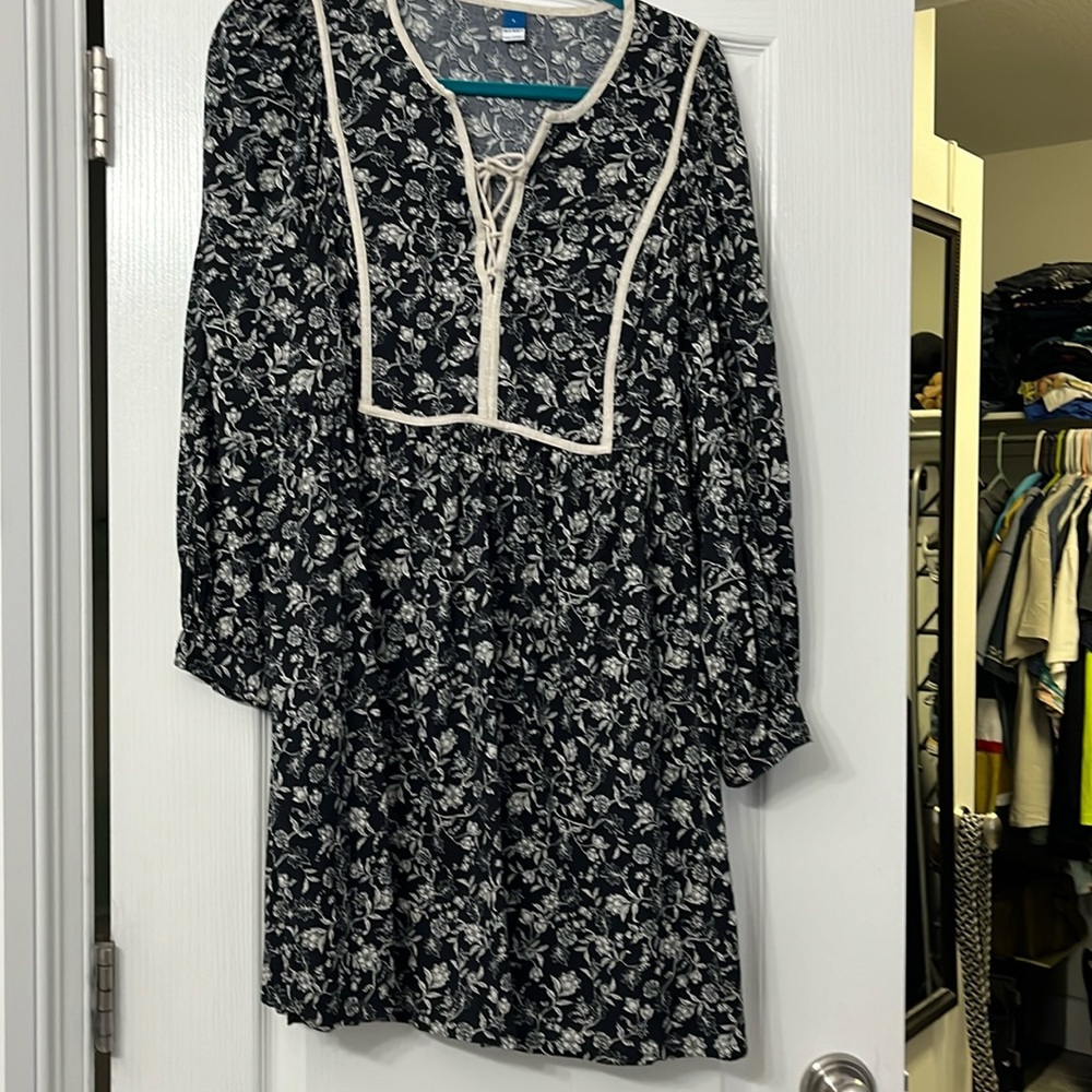 Black and cream cotton dress